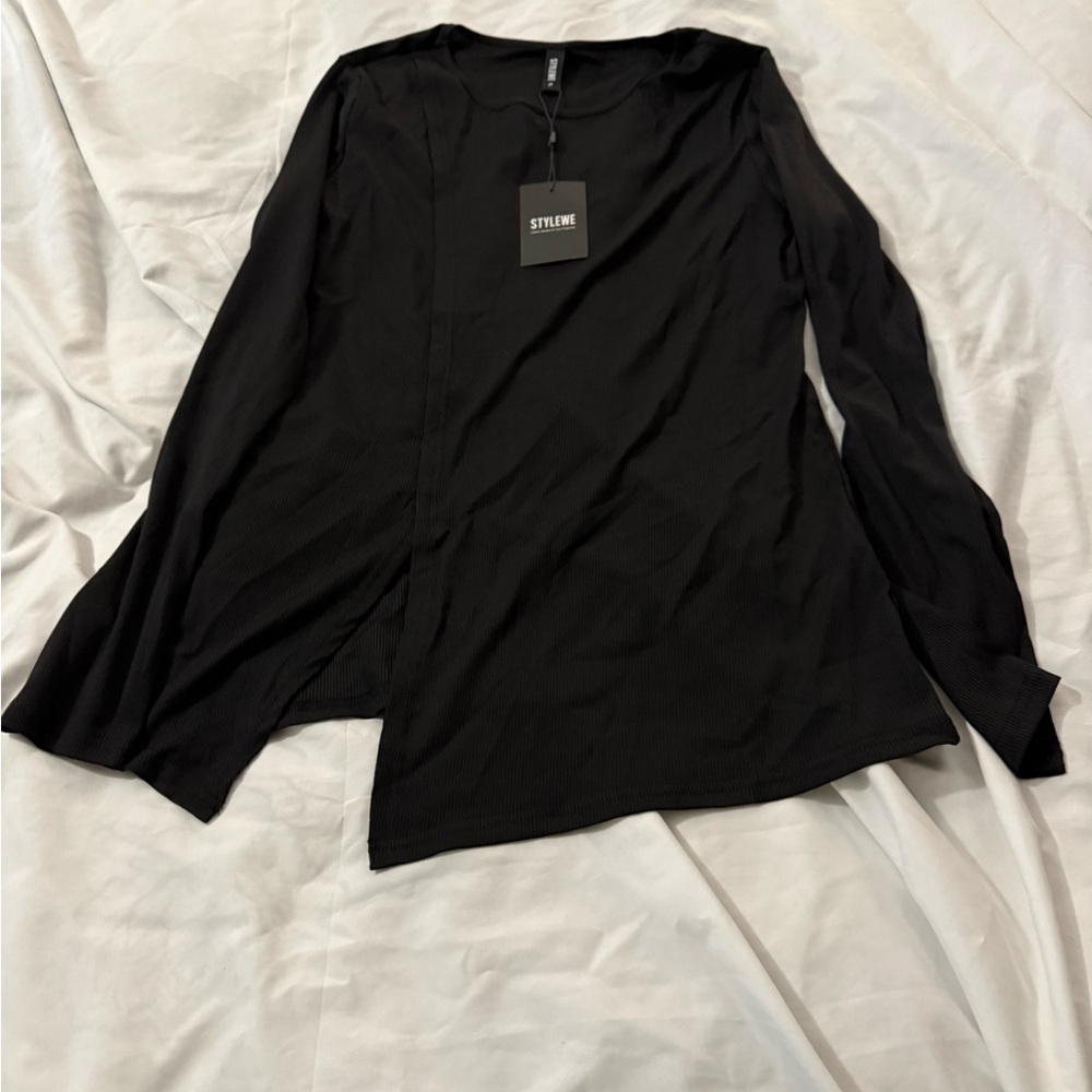 Stylewe women’s XL ribbed top with side slit